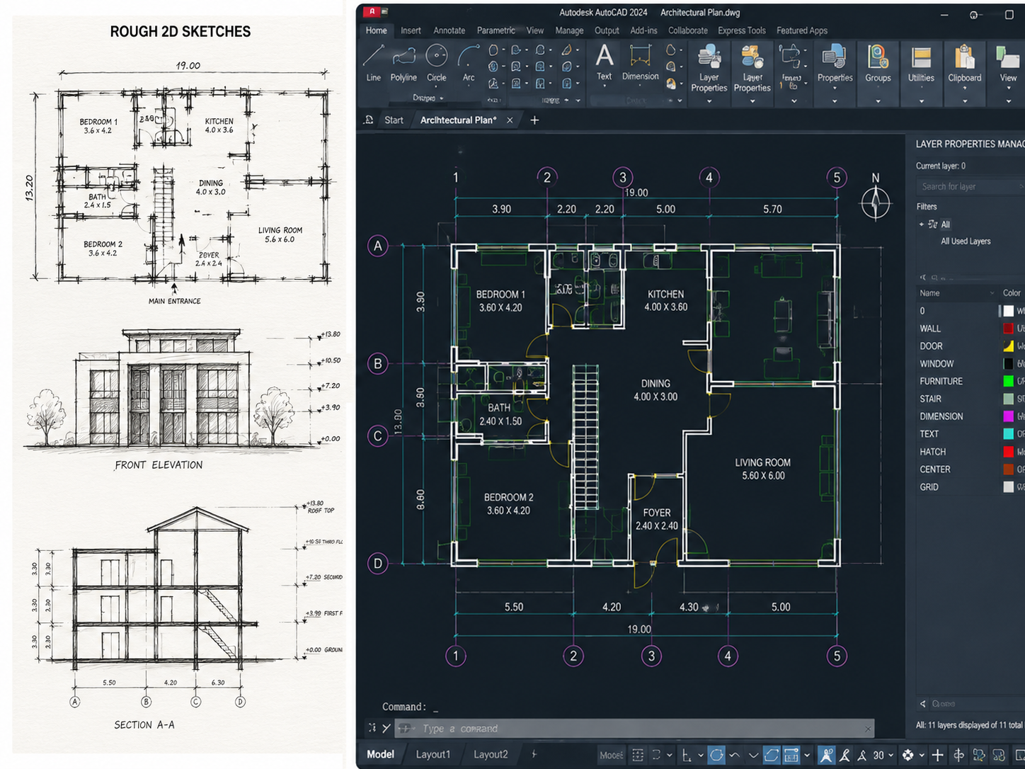 Architectural CAD drafting sheet